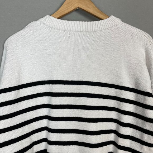 Philosophy Sweater Striped Women Crew Neck White‎ Black Size Large Soft Cozy - Picture 6 of 10